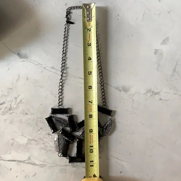 New York & Company Womens Adjustable Black and Silver Beaded Statement Necklace - Picture 7 of 8